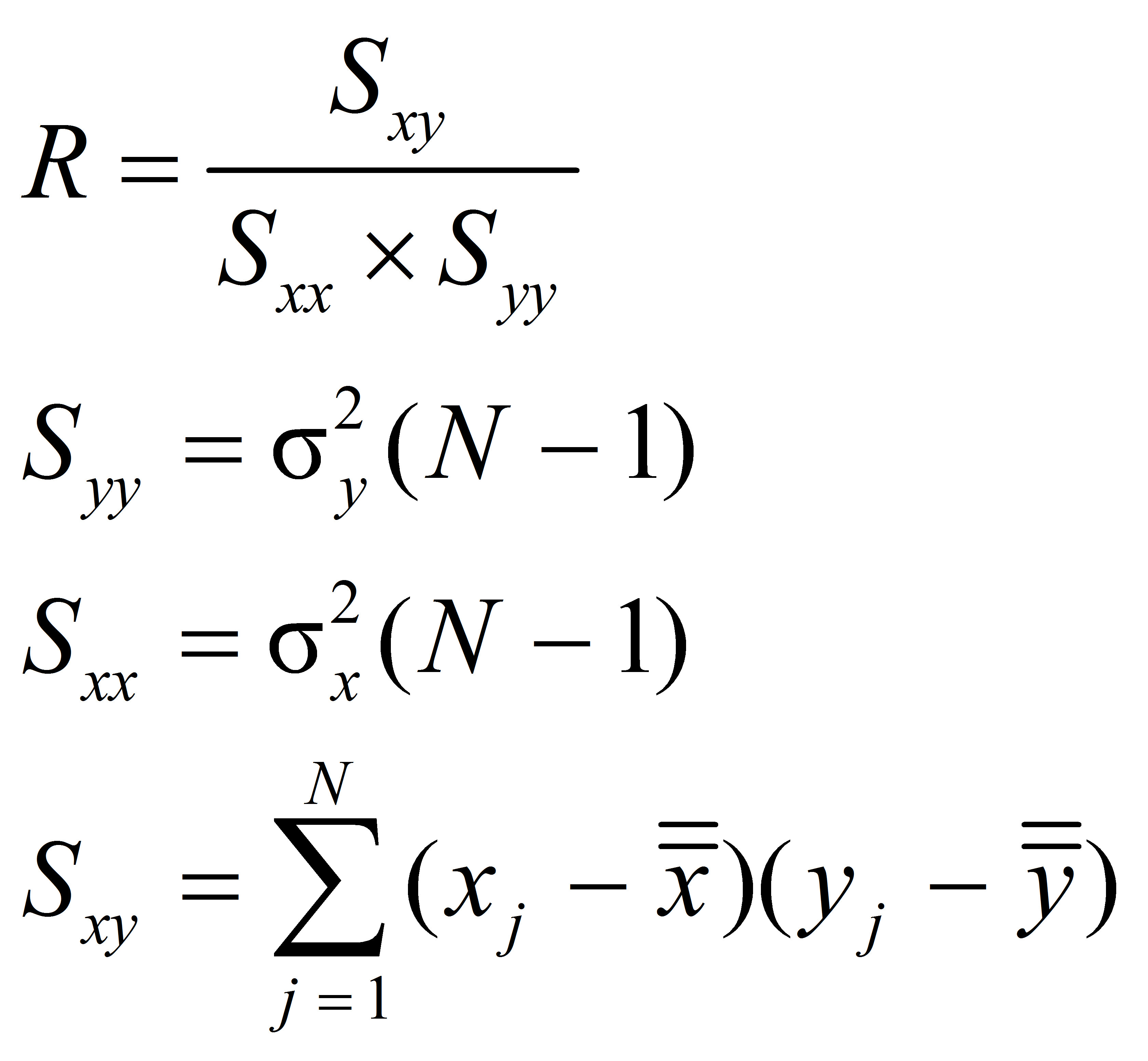 correlation coefficient formula excel